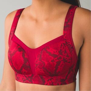 Lululemon Ta Ta Tamer III Mini Ziggy Snake Print Bra Red 32D